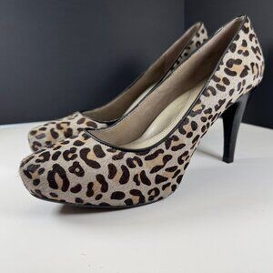 Kenneth Cole Bon-Together  Animal Print Calf Hair Pointed Heeled Pumps size 8.5